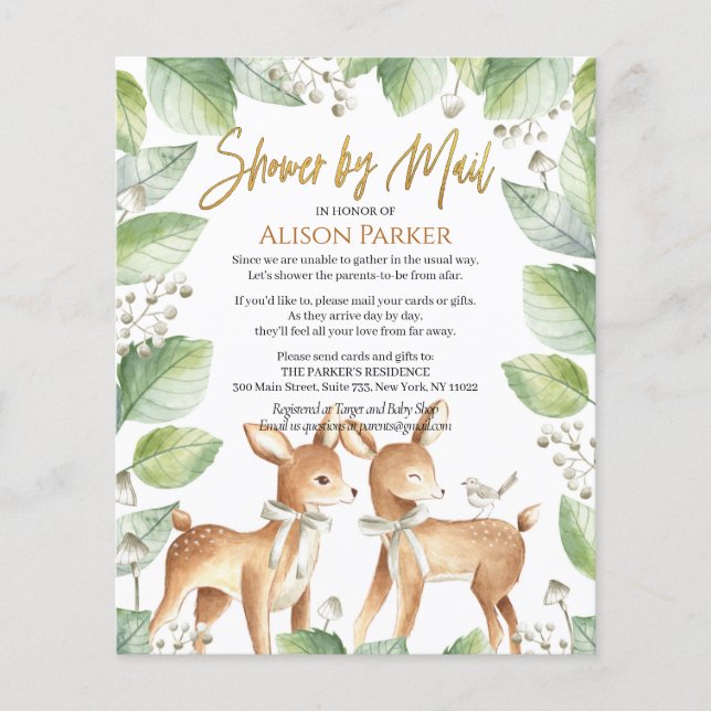 Prospectus 11,4 Cm X 14,2 Cm Budget Baby shower floral de cerfs de bois par la  (Devant)