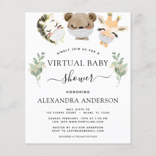 Prospectus 11,4 Cm X 14,2 Cm Budget Baby shower virtuel Woodland Eucalyptus