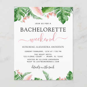 Prospectus 11,4 Cm X 14,2 Cm Budget Bachelorette Week-end Itinéraire Tropical