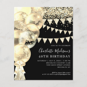 Prospectus 11,4 Cm X 14,2 Cm Budget Ballotte en or noir Tassel Tout âge Anniver