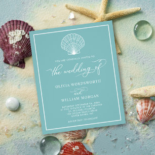 Prospectus 11,4 Cm X 14,2 Cm Budget Beach Seashell Mariage Inviter SeaGlass ble