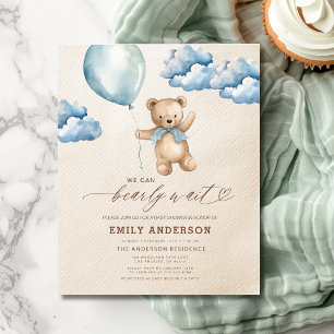 Prospectus 11,4 Cm X 14,2 Cm Budget Bearly Wait Neutral Blue Boy Baby shower