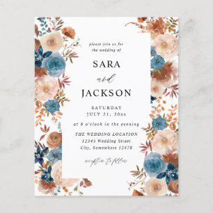 Prospectus 11,4 Cm X 14,2 Cm Budget Beige & Dusty Blue Floral Mariage