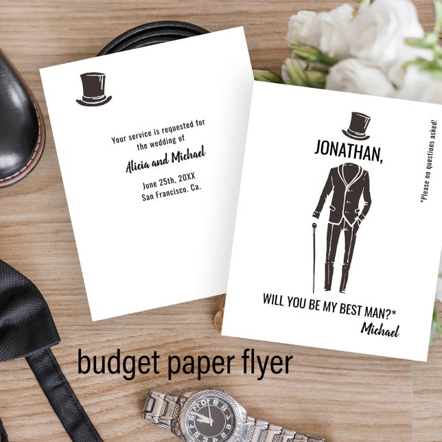 Prospectus 11,4 Cm X 14,2 Cm Budget Best Man Groomsman proposition amusante (Créateur téléchargé)