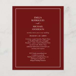 Prospectus 11,4 Cm X 14,2 Cm Budget bilingue Bourgogne Mariage Boda Invitation