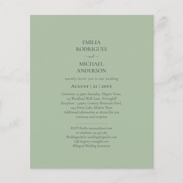 Prospectus 11,4 Cm X 14,2 Cm BUDGET Bilingue Double Sage Monochrome (Devant)