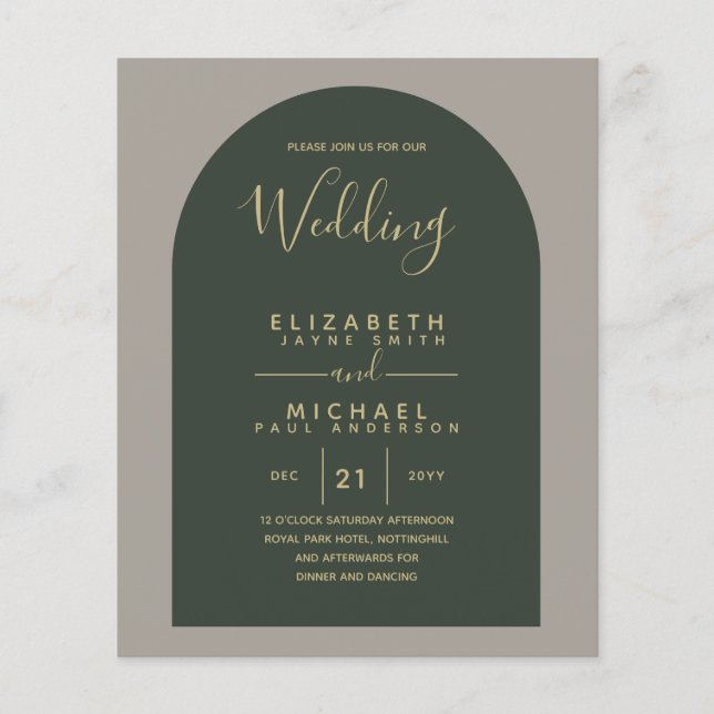 Prospectus 11,4 Cm X 14,2 Cm BUDGET Bilingue Espagnol Boda Anglais Mariage (Devant)