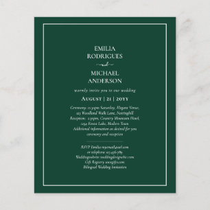 Prospectus 11,4 Cm X 14,2 Cm BUDGET Bilingue Mariage double face Boda Green