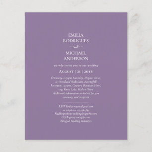 Prospectus 11,4 Cm X 14,2 Cm Budget Bilingue Violet Mariage Simple Boda Invitat