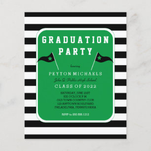 Prospectus 11,4 Cm X 14,2 Cm Budget Black   Drapeau vert rayé pour fête de fin 
