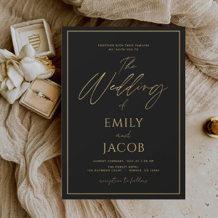 Prospectus 11,4 Cm X 14,2 Cm Budget Black Gold Mariage Typographie moderne