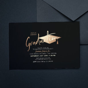 Prospectus 11,4 Cm X 14,2 Cm Budget Black Minimal Graduation Party Invitations