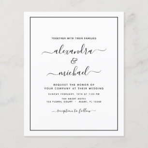 Prospectus 11,4 Cm X 14,2 Cm Budget Black White Mariage Moderne Typographie Cir