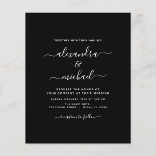 Prospectus 11,4 Cm X 14,2 Cm Budget Black White Mariage Typographie moderne