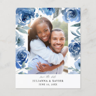 Prospectus 11,4 Cm X 14,2 Cm Budget Bleu Poussiéreux & Floral Bleu Photo Enregi