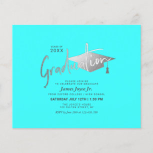 Prospectus 11,4 Cm X 14,2 Cm Budget Blue Minimal Graduation Party Invitations