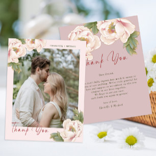 Prospectus 11,4 Cm X 14,2 Cm Budget Blush Floral Photo Mariage Carte de remerci