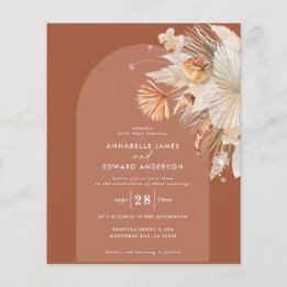 Prospectus 11,4 Cm X 14,2 Cm budget bohème terracotta pampas mariage inviter