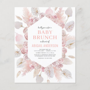 Prospectus 11,4 Cm X 14,2 Cm Budget Boho Blush Rose Baby Brunch Invitation
