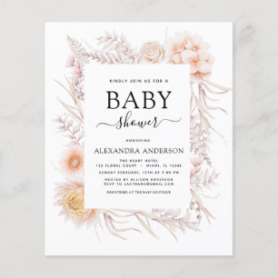 Prospectus 11,4 Cm X 14,2 Cm Budget Boho Chic Dusty Baby shower du désert rose