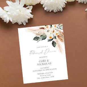 Prospectus 11,4 Cm X 14,2 Cm Budget Boho Cuivre et dîner de répétition florale 