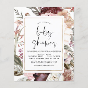 Prospectus 11,4 Cm X 14,2 Cm Budget Boho Dusty Pink Burgundy Baby shower