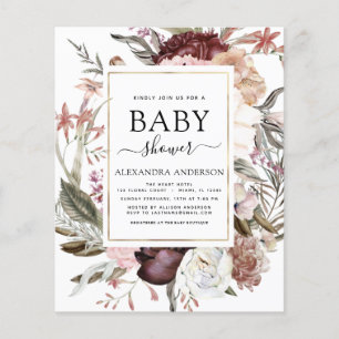 Prospectus 11,4 Cm X 14,2 Cm Budget Boho Dusty Pink Burgundy Baby shower