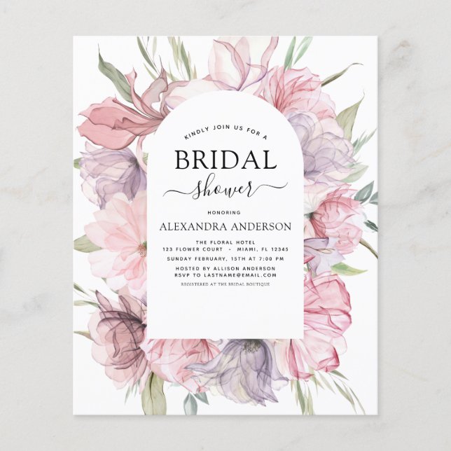 Prospectus 11,4 Cm X 14,2 Cm Budget Boho Dusty rose violet Fête des mariées (Devant)