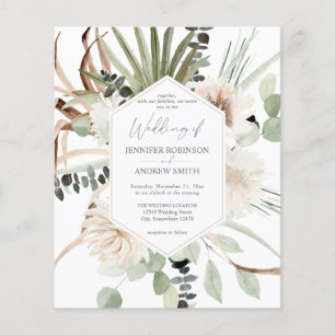 Prospectus 11,4 Cm X 14,2 Cm Budget Boho Eucalyptus Palm Leaf & Floral Mariage