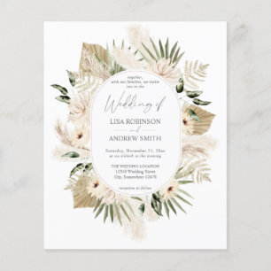 Prospectus 11,4 Cm X 14,2 Cm Budget Boho Pampas Grass & Beige Floral Mariage