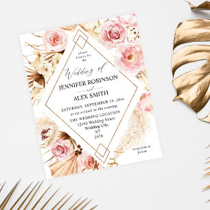 Prospectus 11,4 Cm X 14,2 Cm Budget Boho rose & beige Floral Mariage or