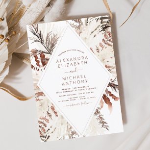 Prospectus 11,4 Cm X 14,2 Cm Budget Boho Terracotta Pampas Grass Beige Mariage