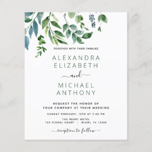 Prospectus 11,4 Cm X 14,2 Cm Budget Botanique Verdure Invitations de mariage