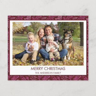 Prospectus 11,4 Cm X 14,2 Cm Budget Bourgogne Feuille rouge Motif Joyeux Noël