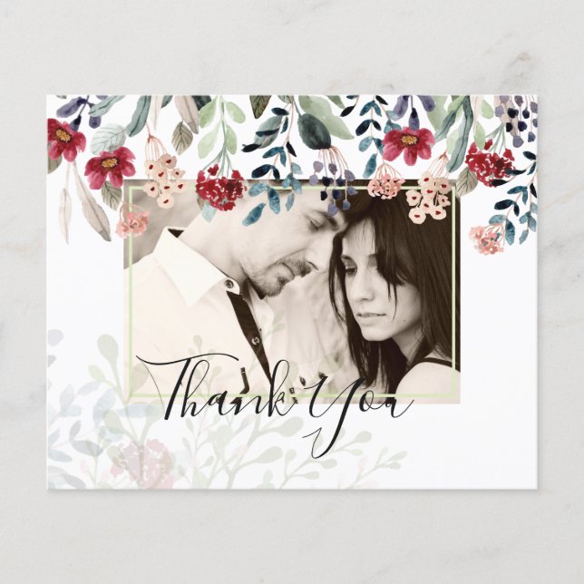 Prospectus 11,4 Cm X 14,2 Cm BUDGET Bourgogne Floral Photo Collage Merci (Devant)