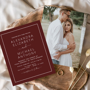 Prospectus 11,4 Cm X 14,2 Cm Budget Bourgogne Mariage avec photo Invitation Fly