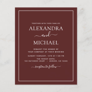Prospectus 11,4 Cm X 14,2 Cm Budget Bourgogne Mariage avec photo Invitation Fly