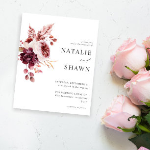 Prospectus 11,4 Cm X 14,2 Cm Budget Bourgogne & Pink Floral 8A Mariage