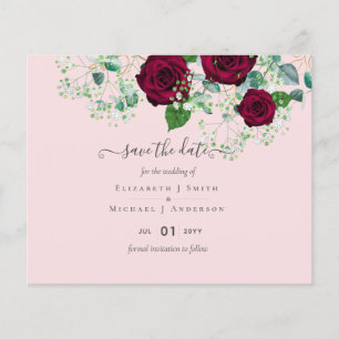 Prospectus 11,4 Cm X 14,2 Cm BUDGET Bourgogne Rose Eucalyptus Mariage