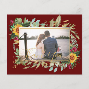 Prospectus 11,4 Cm X 14,2 Cm Budget Bourgogne Roses tournesols Merci PHOTO