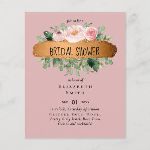 Prospectus 11,4 Cm X 14,2 Cm Budget Bridal Shower Blush Pink Floral Gold Modern
