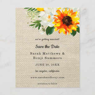 Prospectus 11,4 Cm X 14,2 Cm Budget Burlap Sunflower & Whi Floral Enregistrer l