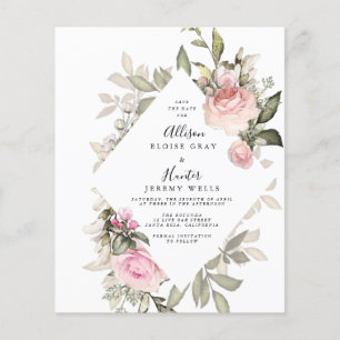 Prospectus 11,4 Cm X 14,2 Cm Budget cadre floral Enregistrer le prospectus Date