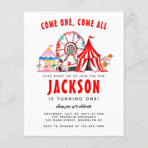 Prospectus 11,4 Cm X 14,2 Cm Budget Carnival Circus Come One Come All Anniversa
