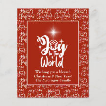 Budget Carte de Noël Nativité Joie Rouge