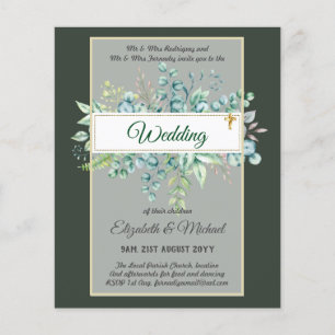 Prospectus 11,4 Cm X 14,2 Cm Budget CATHOLIQUE MARIAGE chrétien INVITATIONS ver