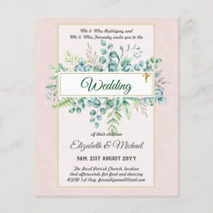 Prospectus 11,4 Cm X 14,2 Cm Budget CATHOLIQUE MARIAGE chrétien INVITATIONS ver