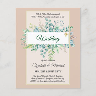 Prospectus 11,4 Cm X 14,2 Cm Budget CATHOLIQUE MARIAGE chrétien INVITATIONS ver