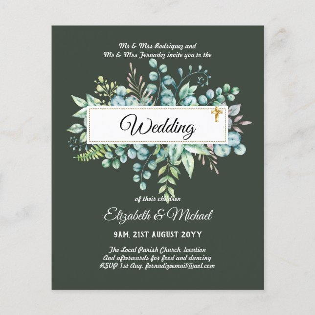 Prospectus 11,4 Cm X 14,2 Cm Budget CATHOLIQUE MARIAGE chrétien INVITATIONS ver (Devant)