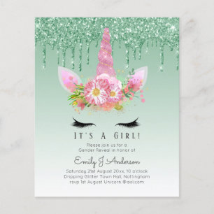 Prospectus 11,4 Cm X 14,2 Cm BUDGET C'est une fille Glittery Baby shower Unicor